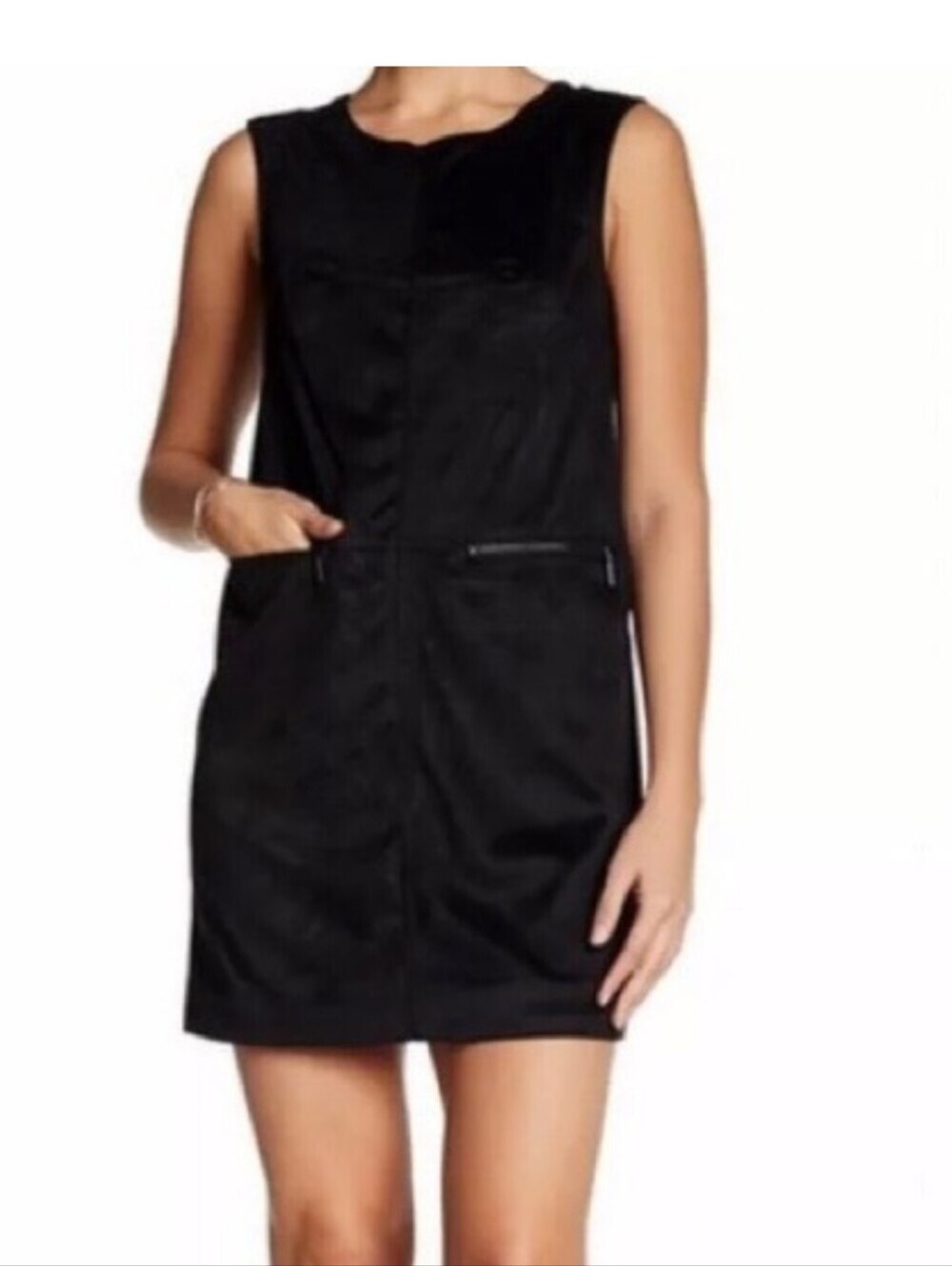 2/$20 RACHEL Rachel Roy Black Faux Suede Shift Dress sz 4